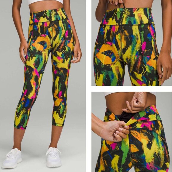 lululemon athletica Pants - Lululemon Invigorate High-Rise Crop Everlux 23" In Undertone Black Multi Size 2